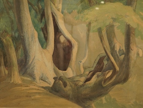 Ernest Alfred Sallis Benney (1894-1966), Study of tree roots, signed, watercolour, 38 x 48cm